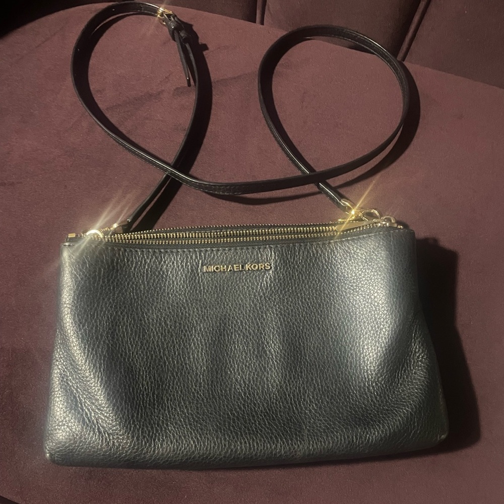 Michael Kors Black Pebbled Leather Crossbody Bag